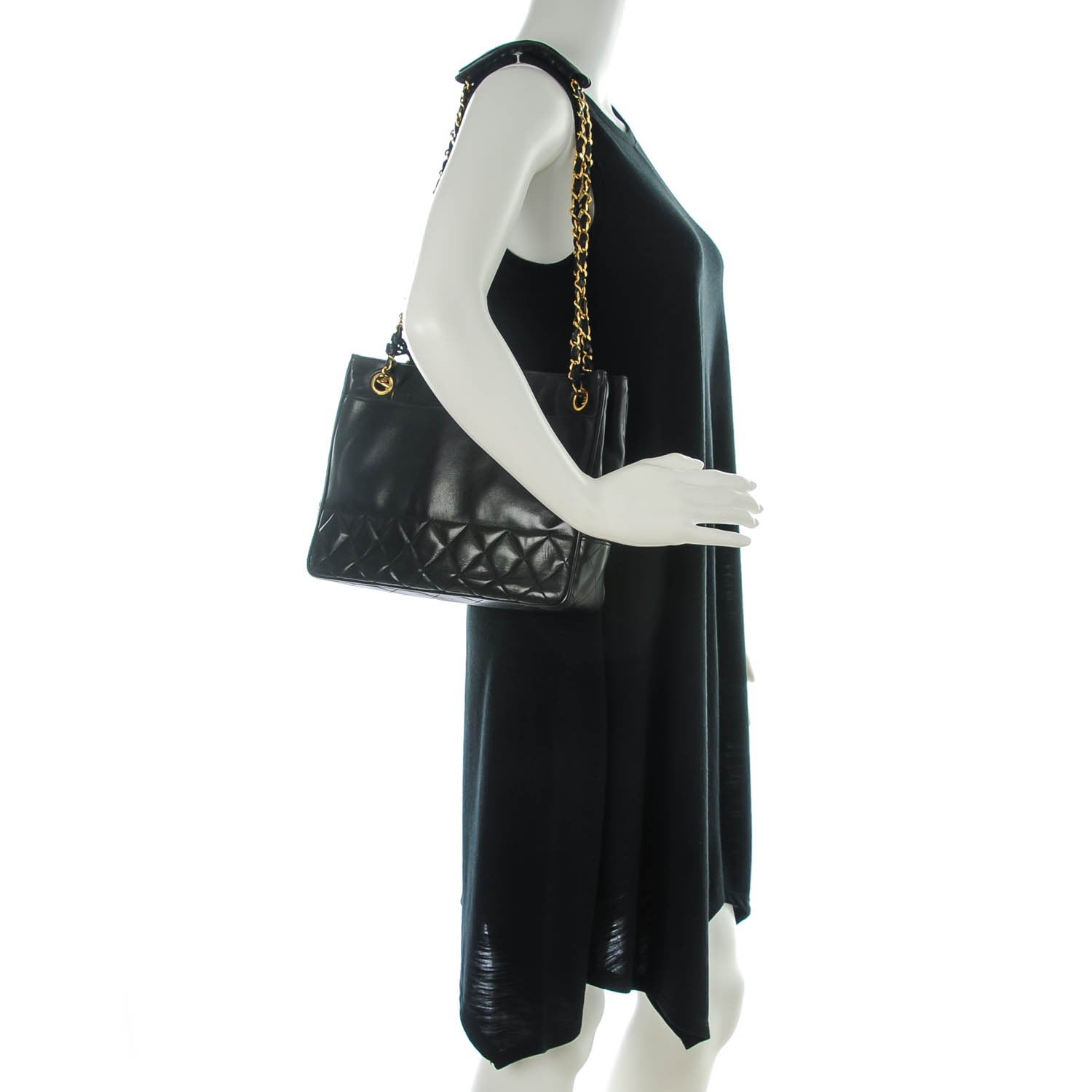 Chanel Lambskin Shopping Tote Black 2 of 8