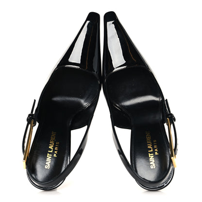 Saint Laurent Glazed Calfskin Lee Slingback Pumps 38 Black 2 of 10