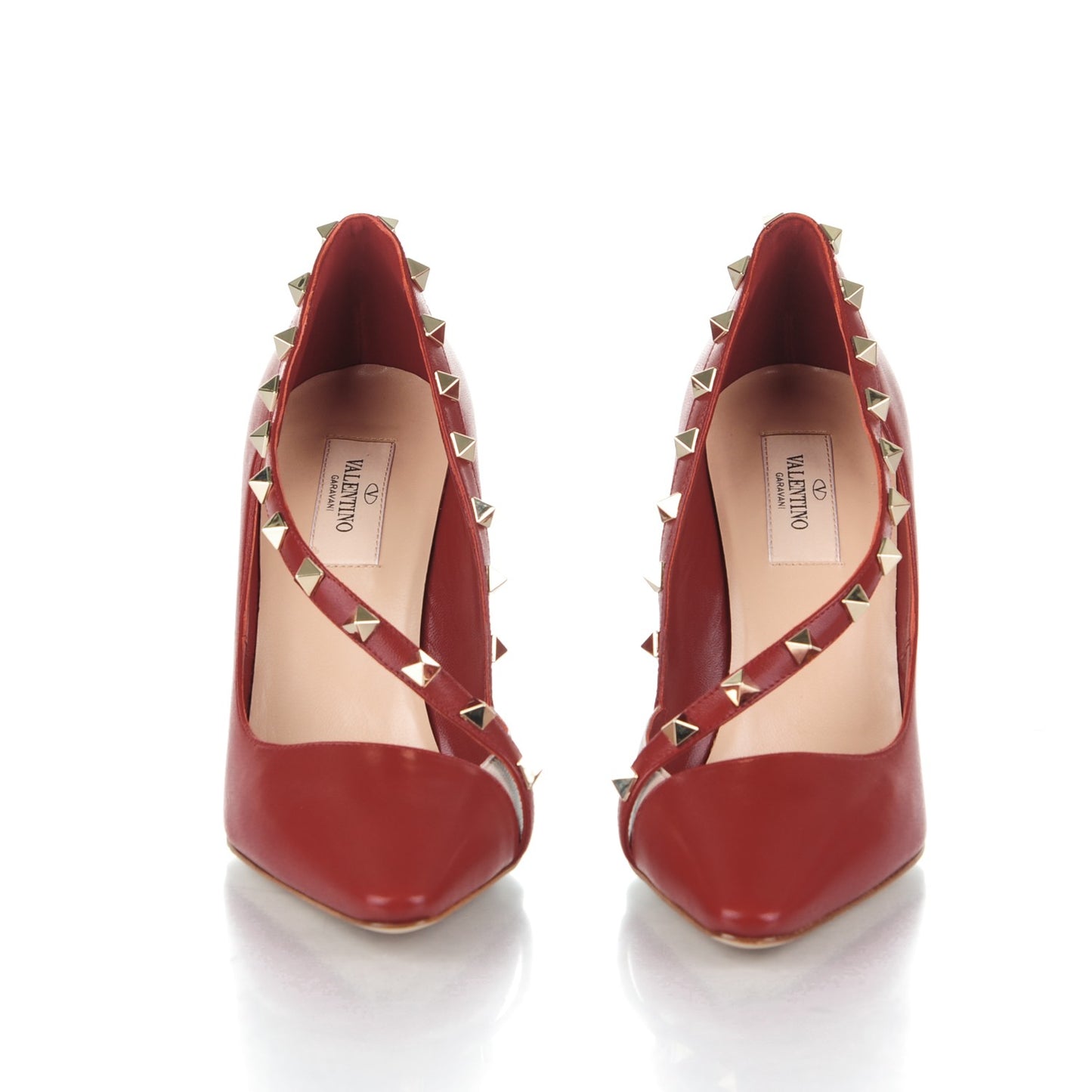 Nappa Rockstud Cross Strap D'Orsay 105mm Pumps 37.5 Rosso Valentino
