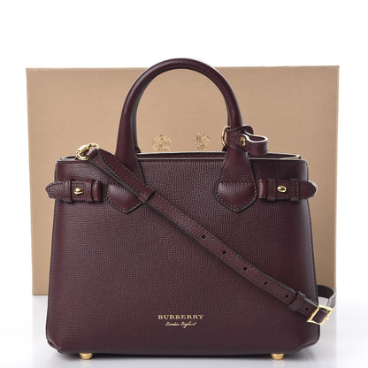 Burberry Grainy Calfskin House Check Small Banner Tote Mahogany Red 9 of 9