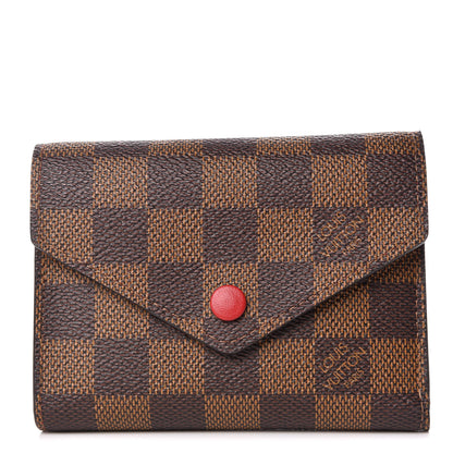 Louis Vuitton Damier Ebene Victorine Wallet Red 1 of 9