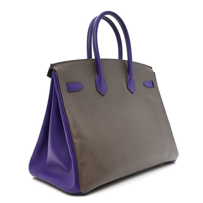 Hermes Epsom Bi-Color Horseshoe Birkin 35 Etain Crocus 2 of 14