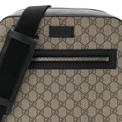 Gucci GG Supreme Monogram Flat Messenger Bag Beige Black New Acero 8 of 10