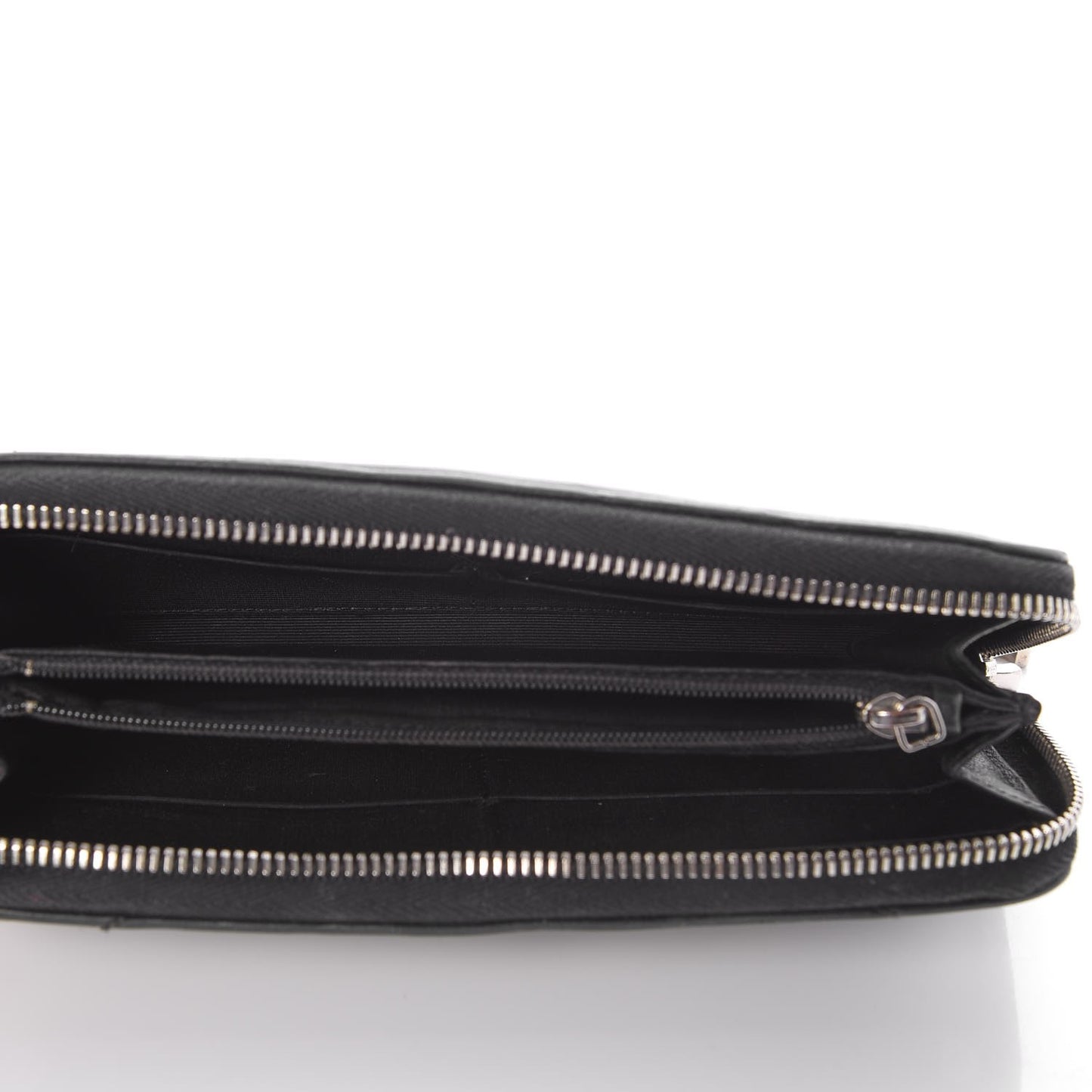 Lambskin Chevron Quilted CC Zip Around Wallet Black