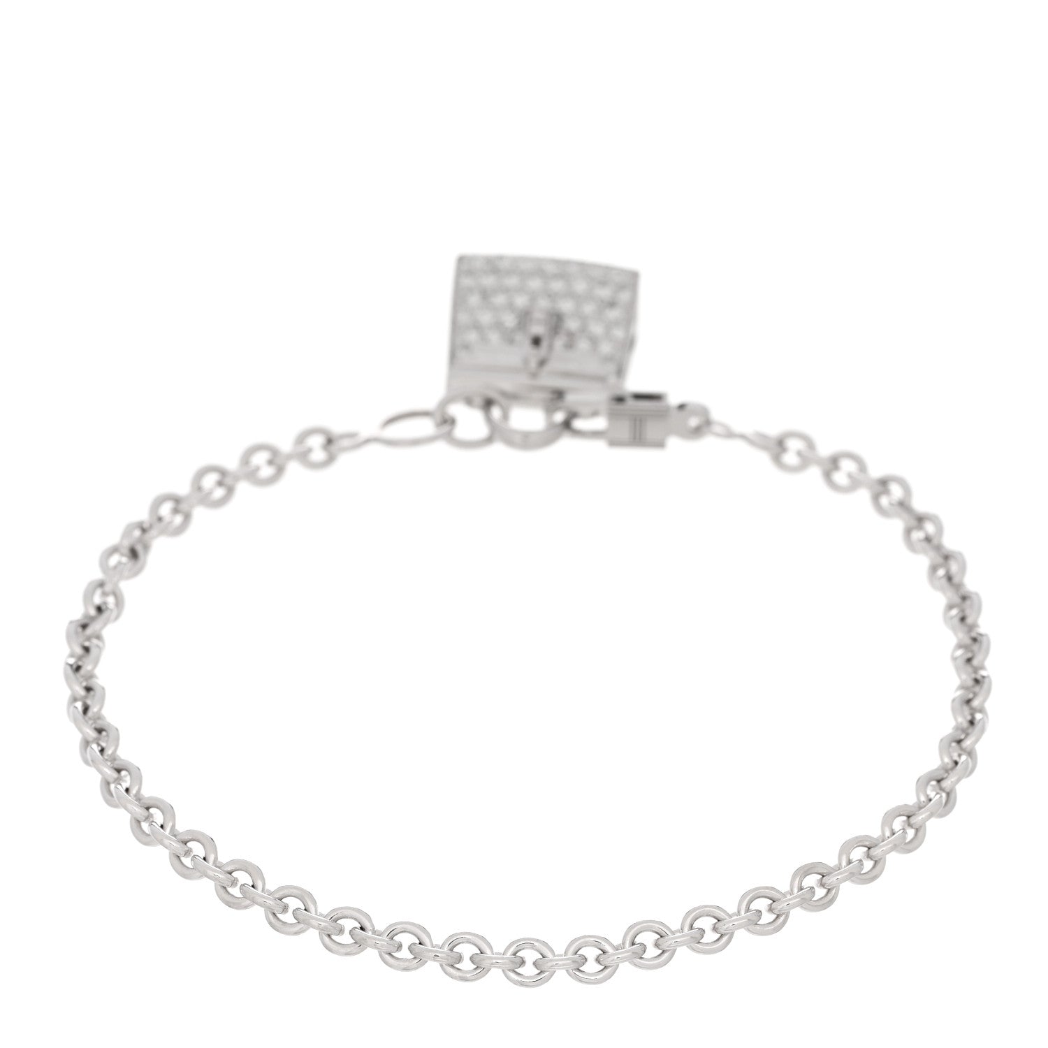 Hermes 18K White Gold Diamond Kelly Amulettes Bracelet SH 2 of 4