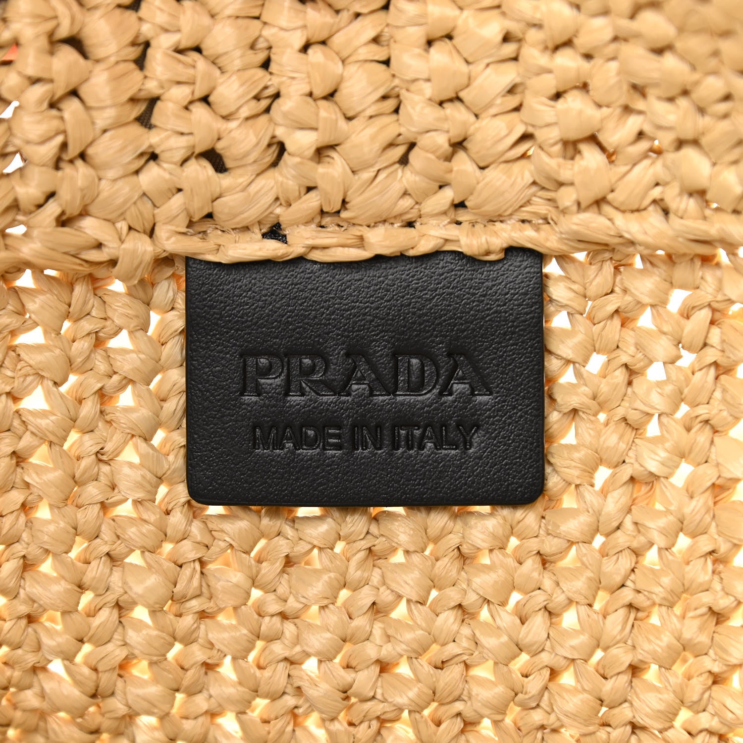 Prada Yarn Raffia Effect Crochet Embroidered Logo Tote Naturale 5 of 7