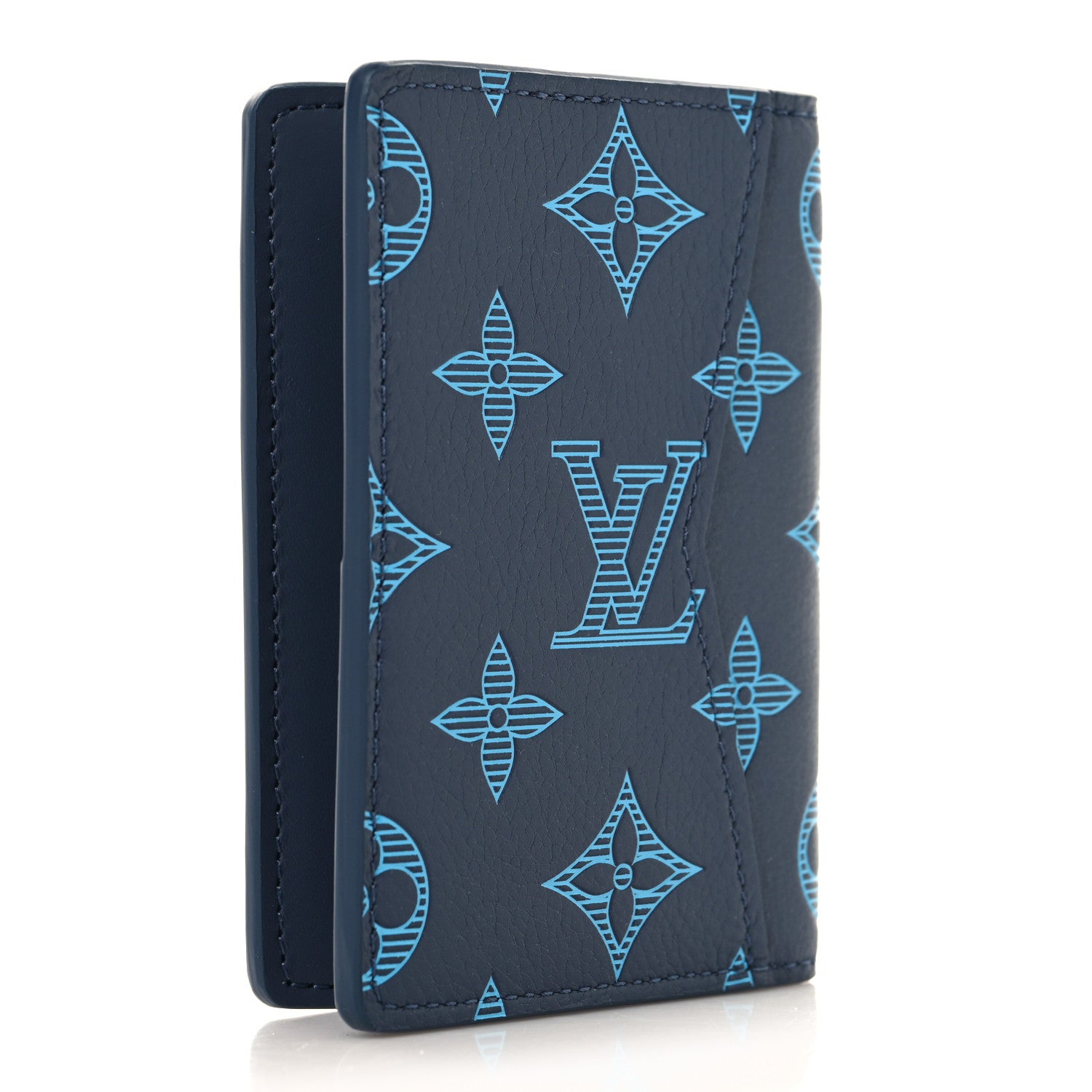 Louis Vuitton Calfskin Monogram Shadow Pocket Organizer Blue 3 of 7