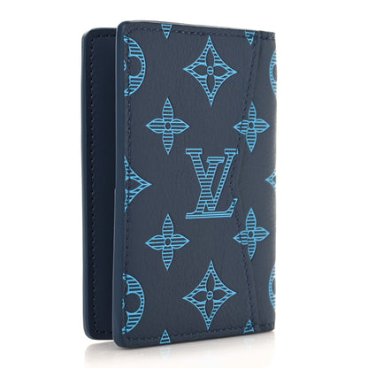 Louis Vuitton Calfskin Monogram Shadow Pocket Organizer Blue 3 of 7