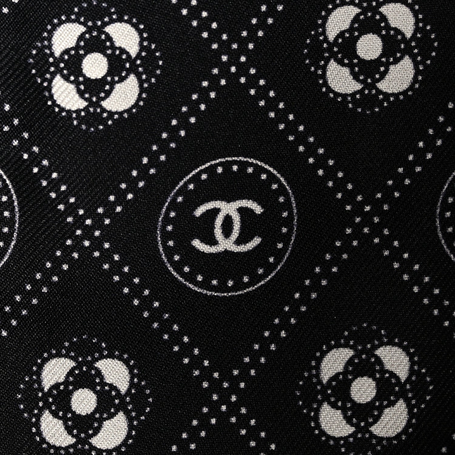 Chanel Silk CC Polka Dot Slim Bandeau Scarf Black Ecru 2 of 3