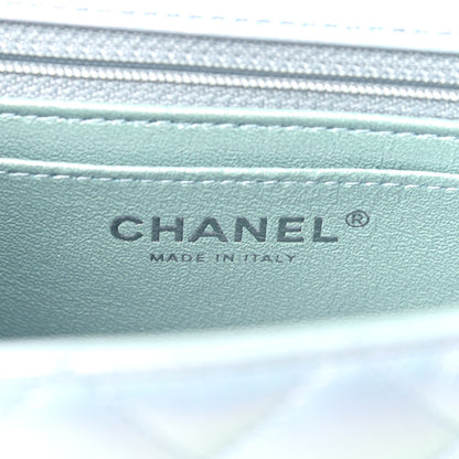 Chanel Iridescent Calfskin Quilted Mini Rectangular Flap Light Blue 6 of 13