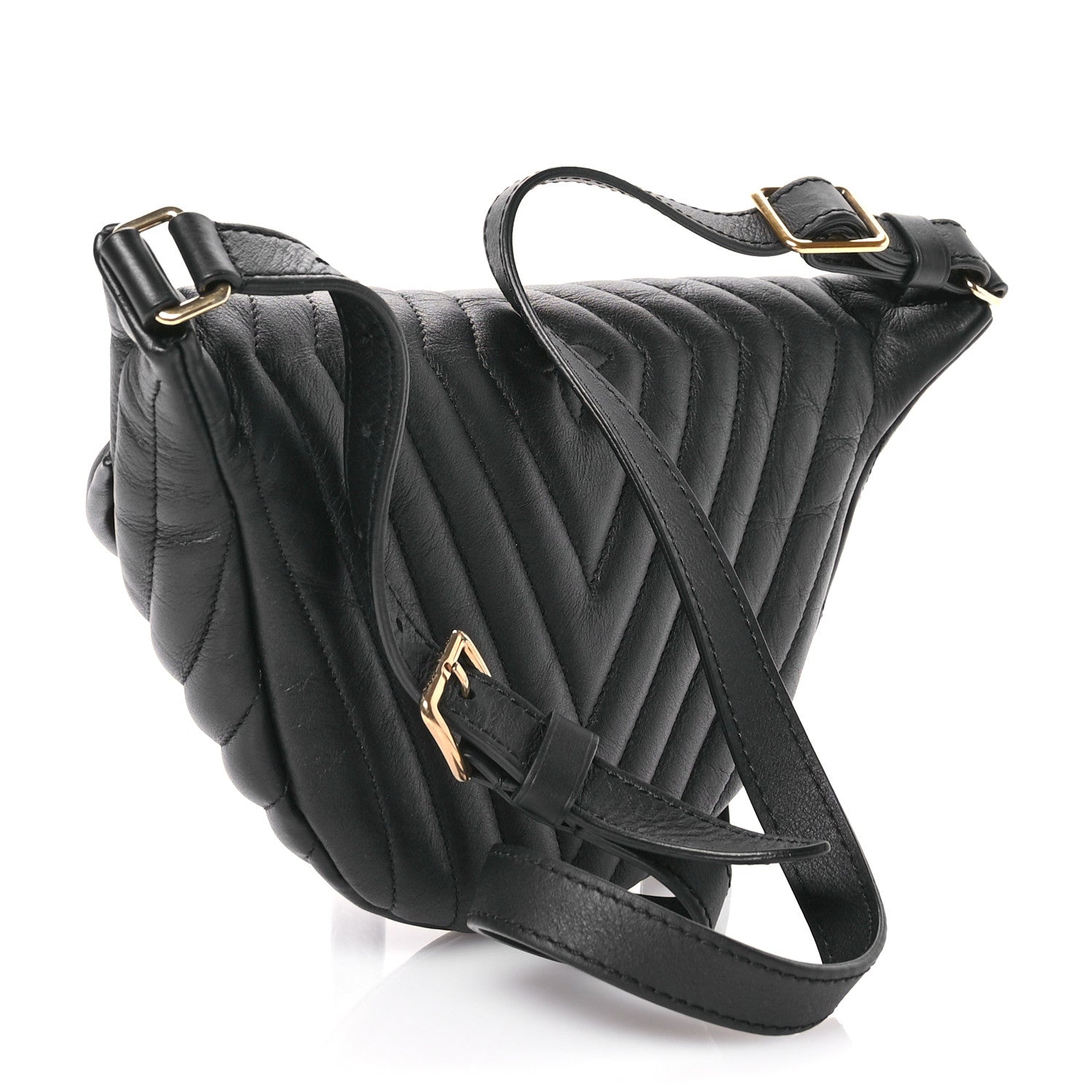 Louis Vuitton Calfskin Quilted New Wave Bumbag Black 3 of 9