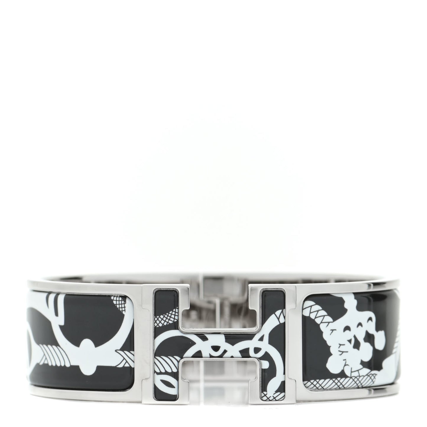 Enamel Printed Wide Panoplie Equestre Clic H Bracelet PM Positif Negatif