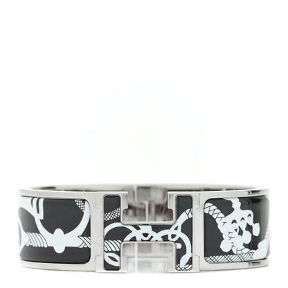 Hermes Enamel Printed Wide Panoplie Equestre Clic H Bracelet PM Positif Negatif 1 of 5