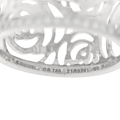 Chanel 18K White Gold Diamond Camellia Ajoure Band Ring 50 5.5 4 of 5