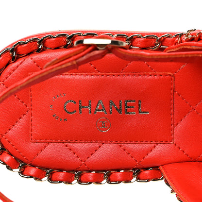 Chanel Lambskin Cork Chain Sandals 39 Red 7 of 7