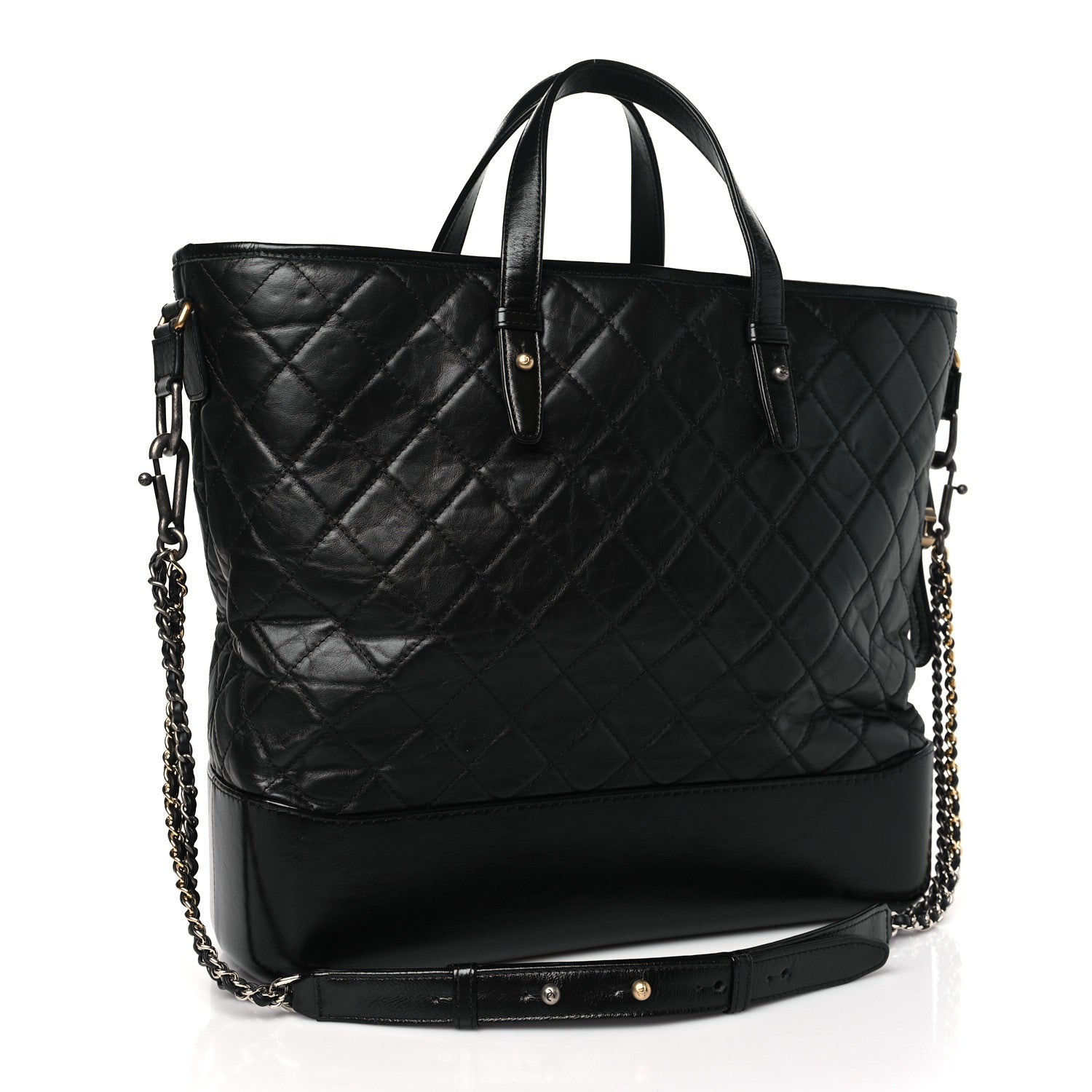Chanel Aged Calfskin Quilted Large Gabrielle Shopping Tote Black 3 of 9