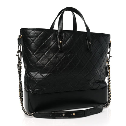 Chanel Aged Calfskin Quilted Large Gabrielle Shopping Tote Black 3 of 9