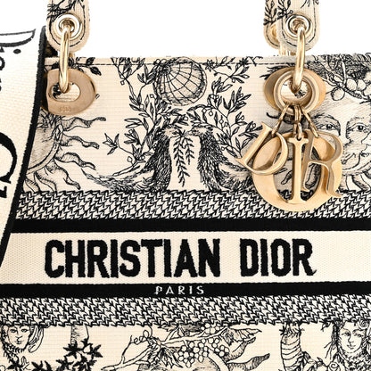 Christian Dior Canvas Embroidered Toile De Jouy Soleil Medium Lady D-Lite Latte 7 of 9
