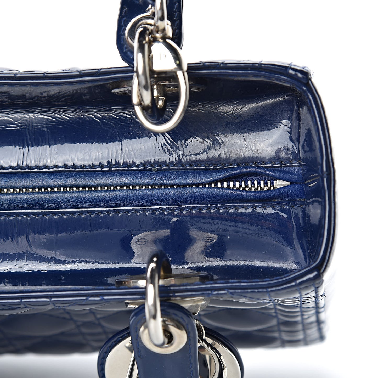 Patent Cannage Medium Lady Dior Blue