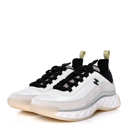 Chanel Fabric Suede Calfskin CC Sneakers 40 White Black 3 of 10