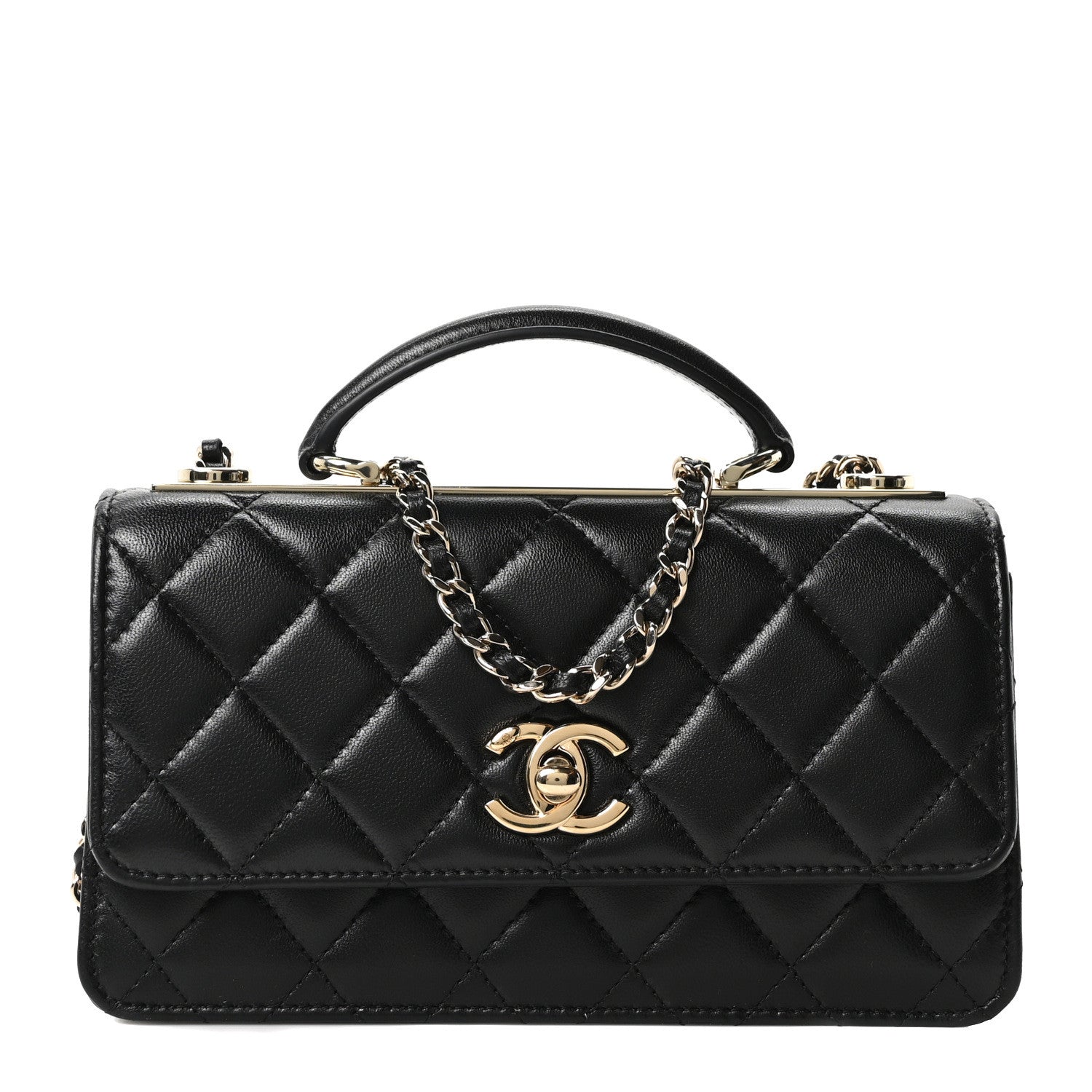 Chanel Lambskin Quilted Trendy CC Dual Handle Clutch With Chain Black 1 of 11