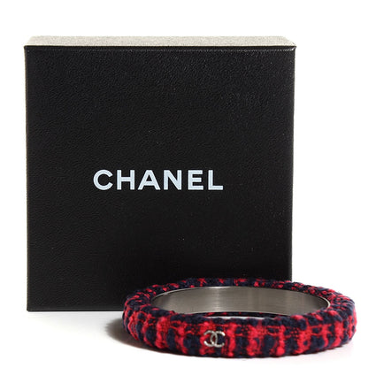 Chanel Tweed CC Narrow Bangle M Red Blue 4 of 5
