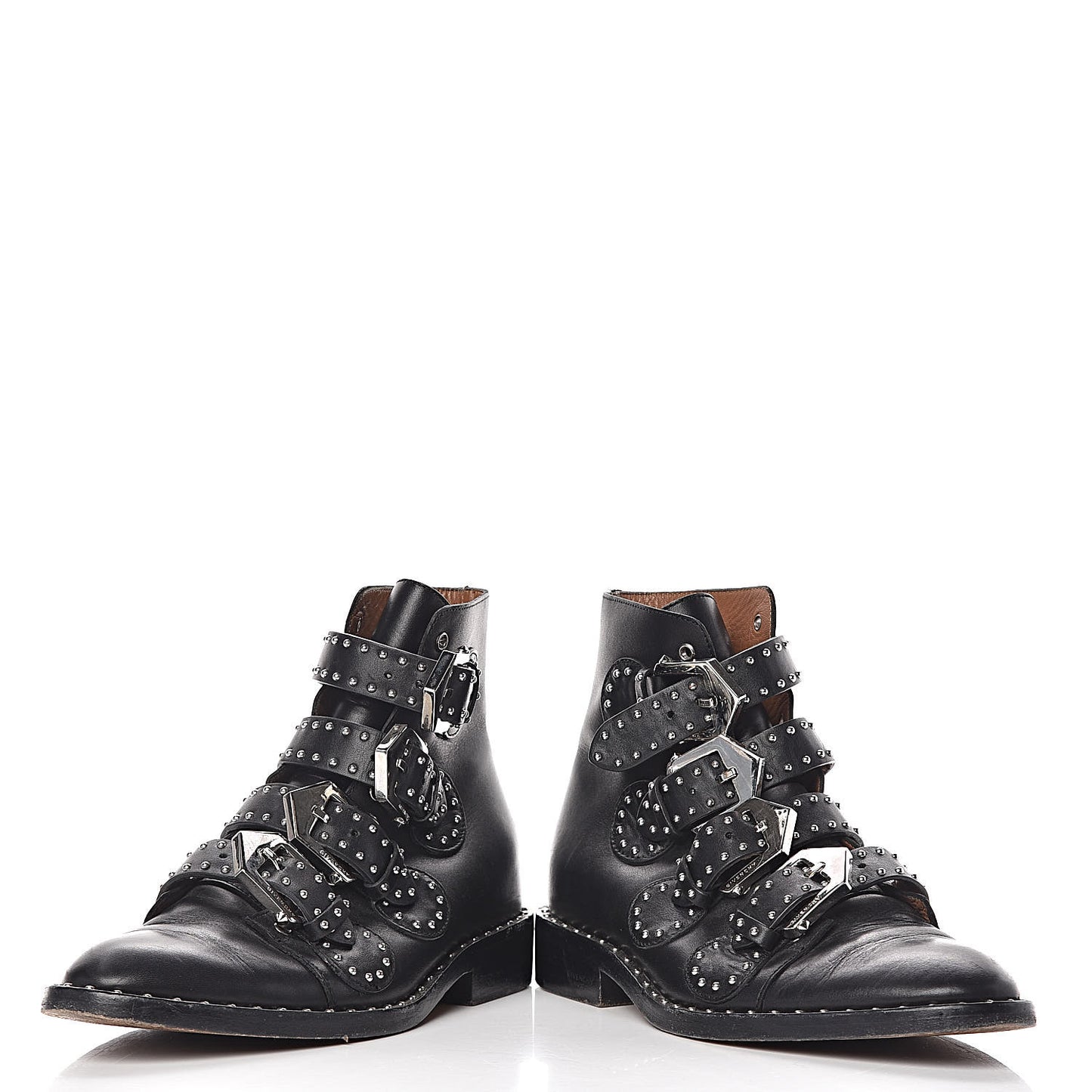 Calfskin Studded Prue Buckle Bootie 35 Black