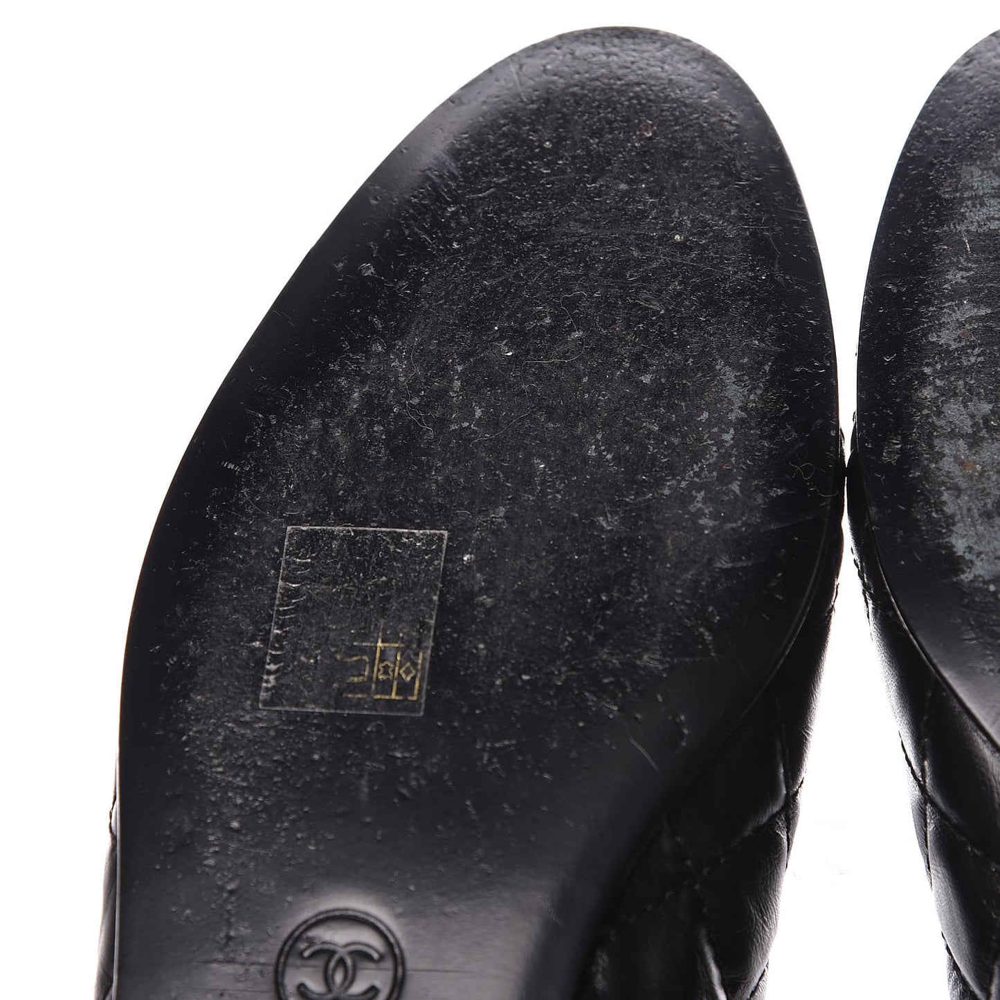 Aged Calfskin Quilted CC Cap Toe Ballerina Flats 40 Black