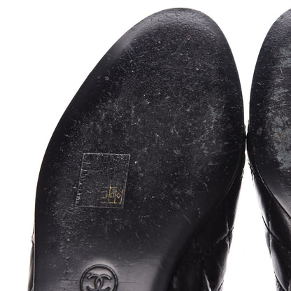 Chanel Aged Calfskin Quilted CC Cap Toe Ballerina Flats 40 Black 11 of 15