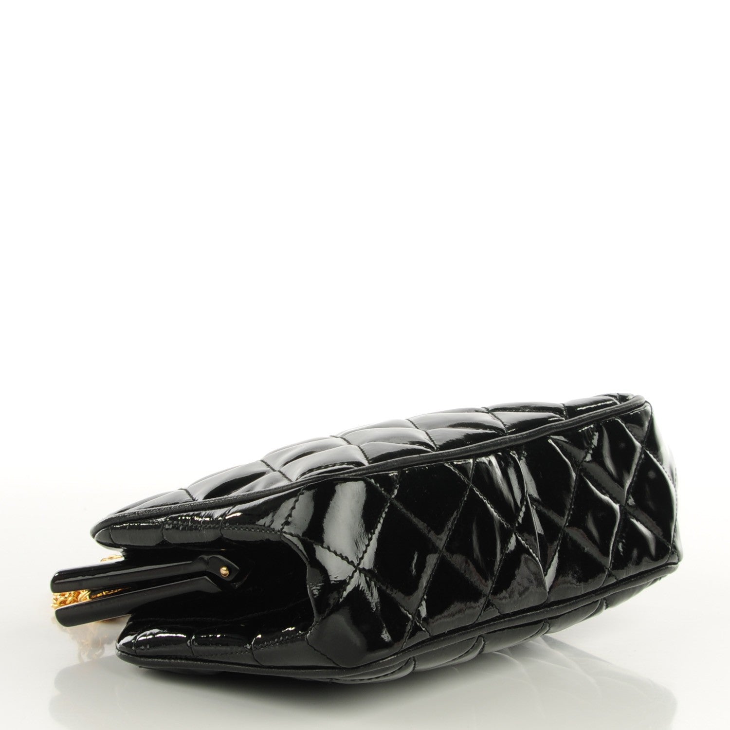 Chanel Patent Quilted Bijoux Chain Kiss Lock Frame Evening Bag Black 4 of 7