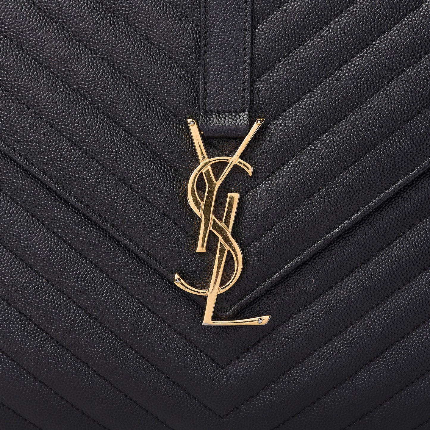 Grain De Poudre Matelasse Chevron Large Monogram Satchel Black