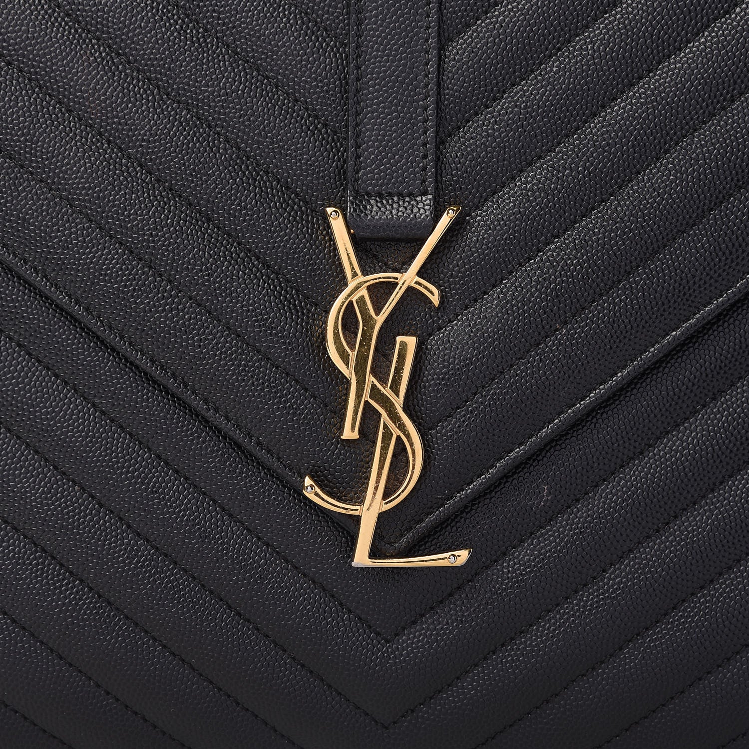 Saint Laurent Grain De Poudre Matelasse Chevron Large Monogram Satchel Black 19 of 19