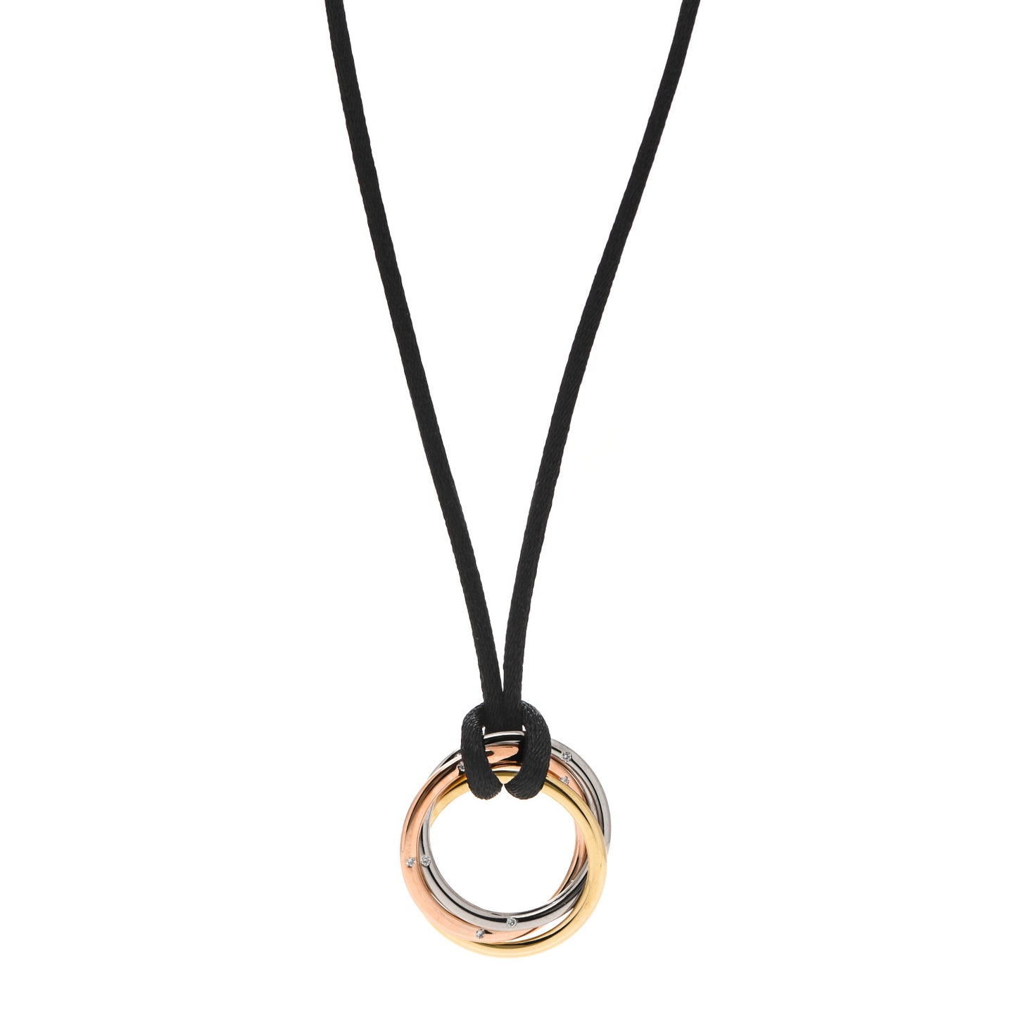 18K Pink Yellow White Gold Diamond Trinity Cord Necklace