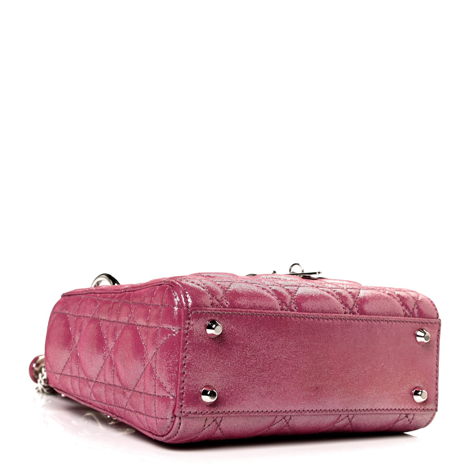 Christian Dior Metallic Lambskin Cannage Mini Lady Dior Rose Cherie 4 of 9