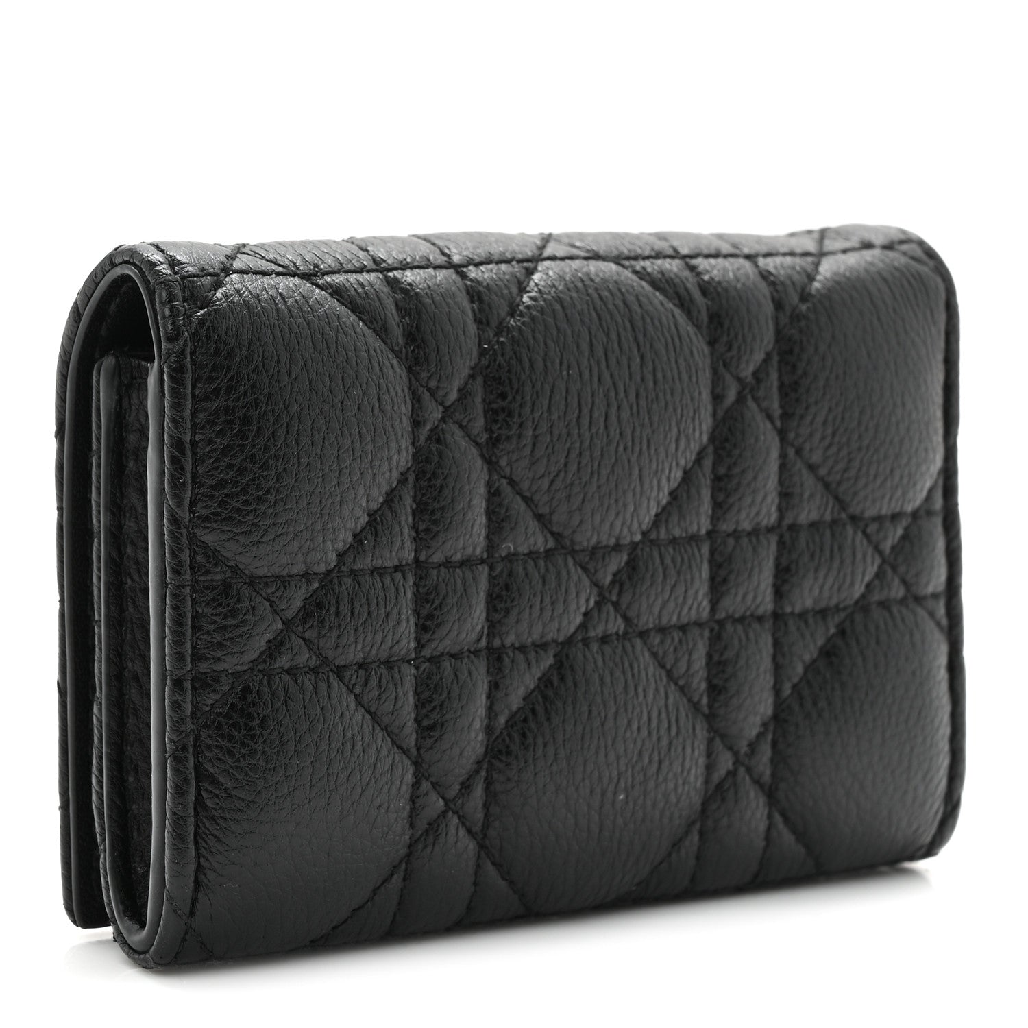 Christian Dior Supple Calfskin Cannage Caro Glycine Wallet Black