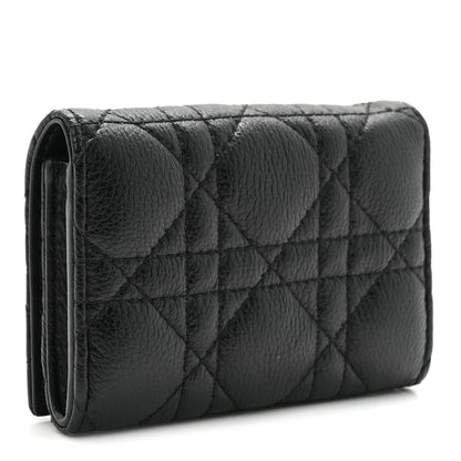 Christian Dior Supple Calfskin Cannage Caro Glycine Wallet Black 3 of 8