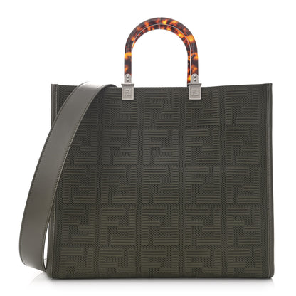Fendi Technical Fabric Plexiglass FF Medium Fendi Sunshine Shopper Tote Wood 1 of 13