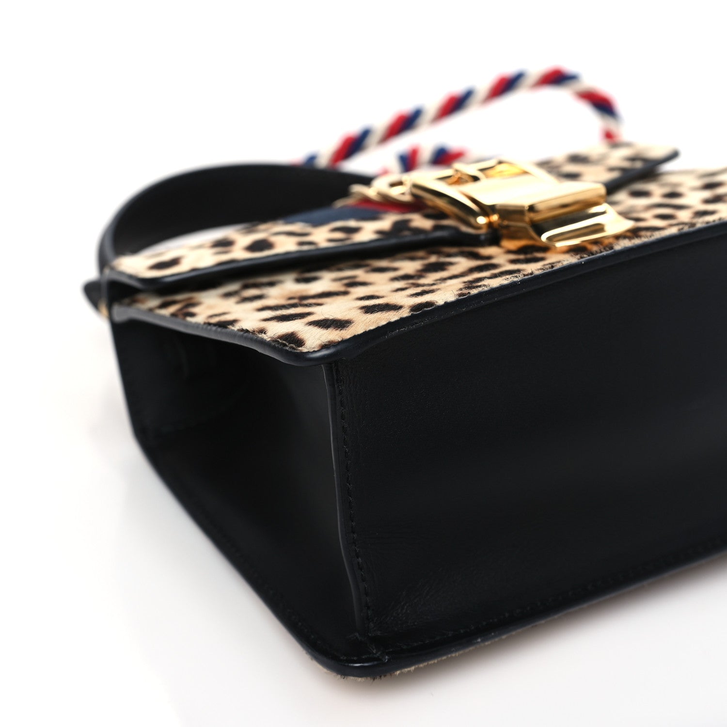 Gucci Calf Hair Leopard Print Mini Sylvie Top Handle Bag Naturale Black 9 of 10