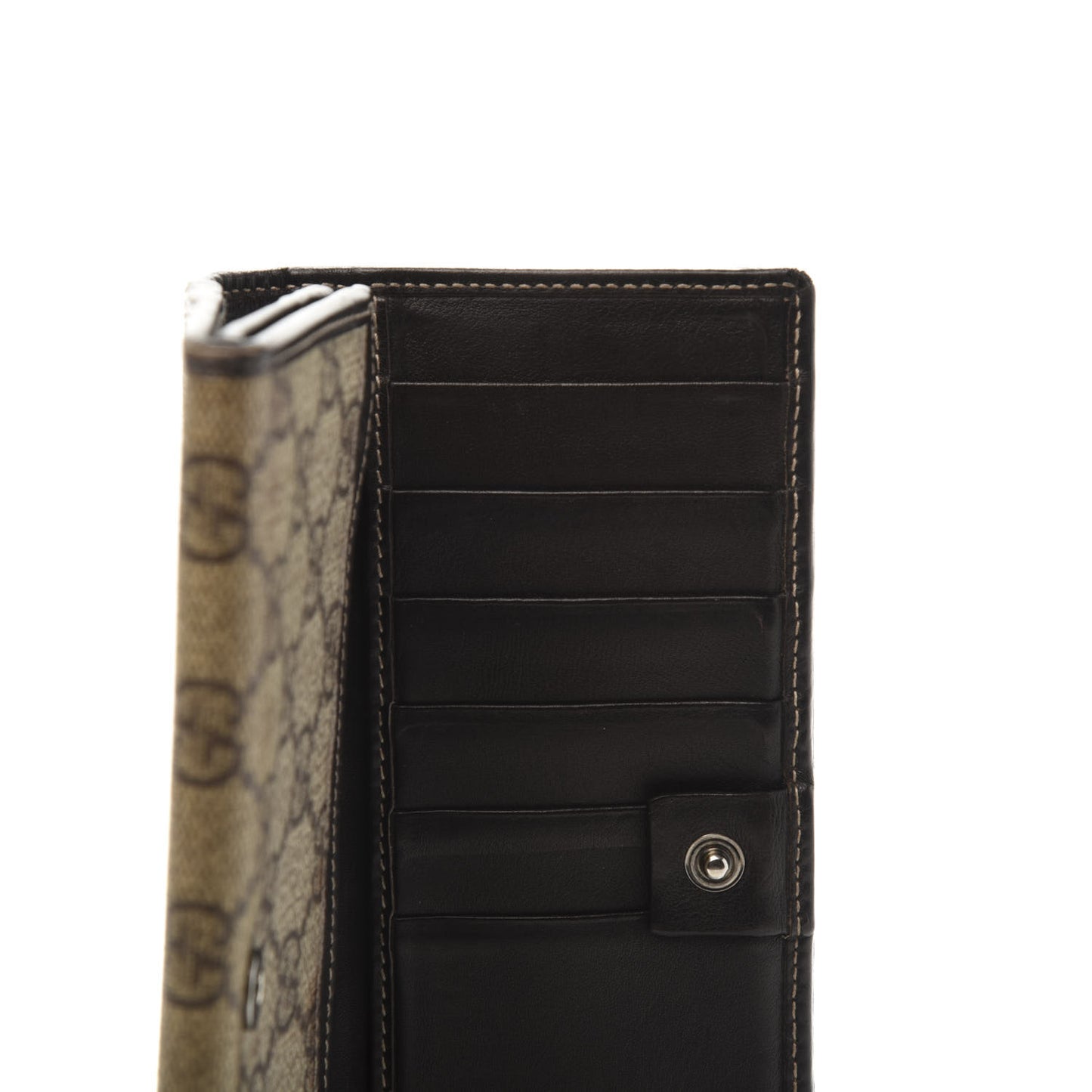 GG Supreme Monogram Web Long Continental Wallet Dark Brown