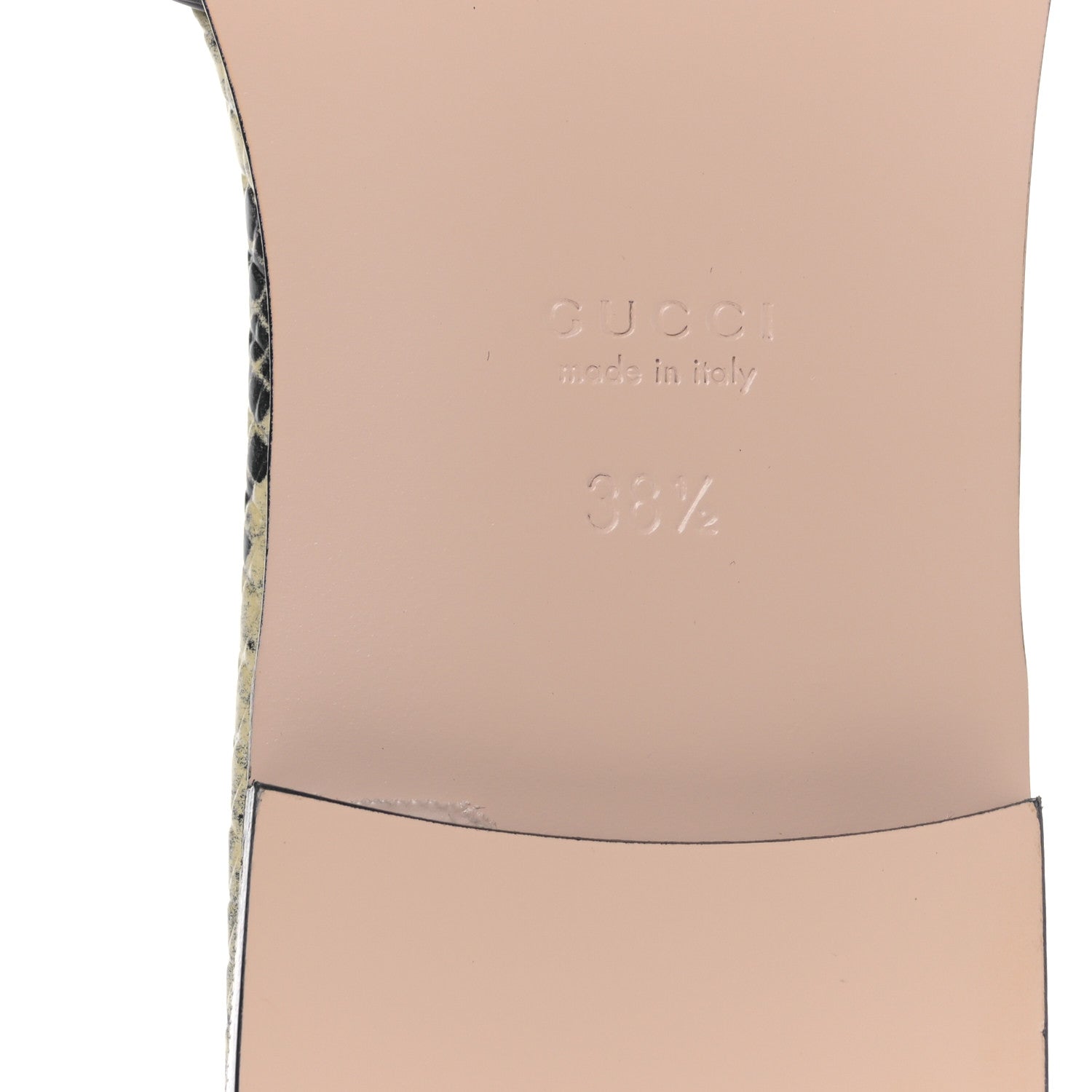 Gucci Calfskin Python Print Interlocking G Cut Out Slide Sandals 38.5 Beige Avana 6 of 8