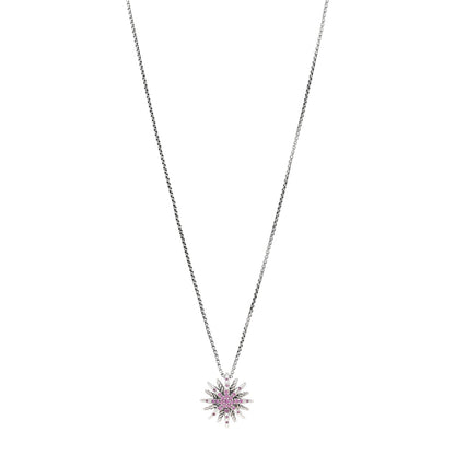 David Yurman Sterling Silver Pink Sapphire Small Starburst Pendant Necklace 1 of 4