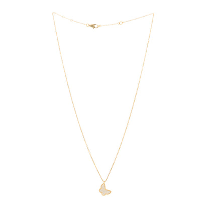 Van Cleef & Arpels 18K Yellow Gold Mother of Pearl Sweet Alhambra Butterfly Pendant Necklace 2 of 5