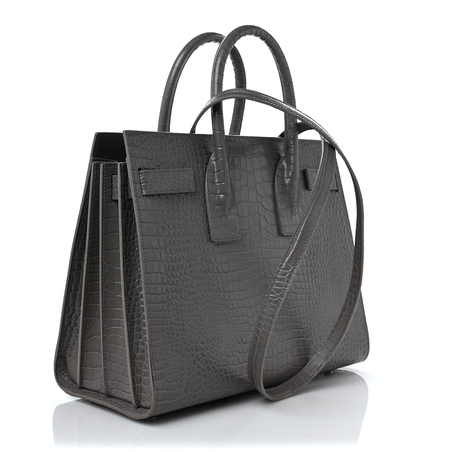 Saint Laurent Crocodile Embossed Small Sac De Jour Asphalt 4 of 13