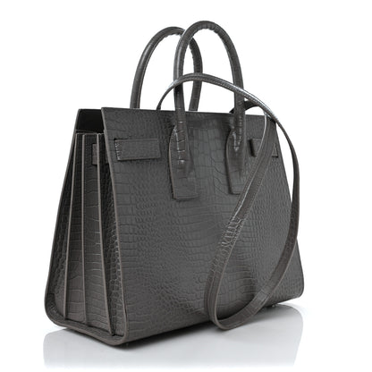 Saint Laurent Crocodile Embossed Small Sac De Jour Asphalt 4 of 13