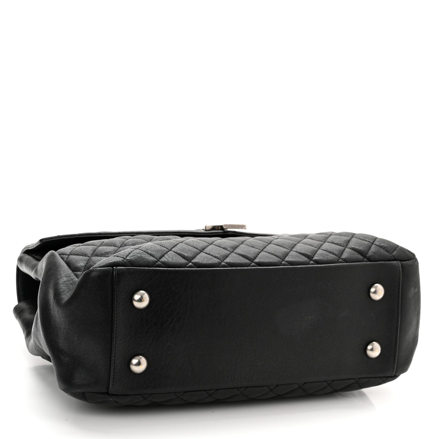 Sheepskin Tri-quilt Monogram Large College Satchel Black