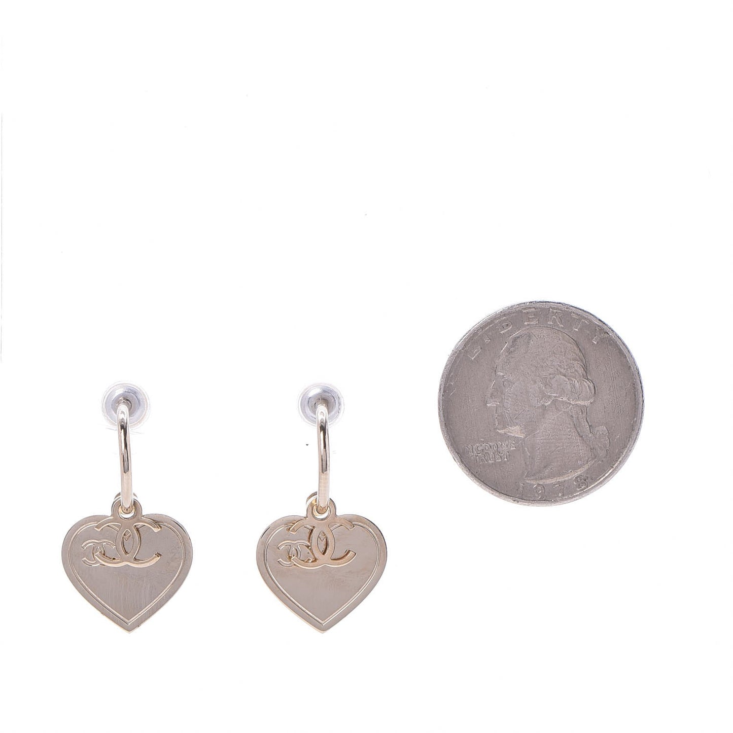 Heart CC Dangle Earrings Gold