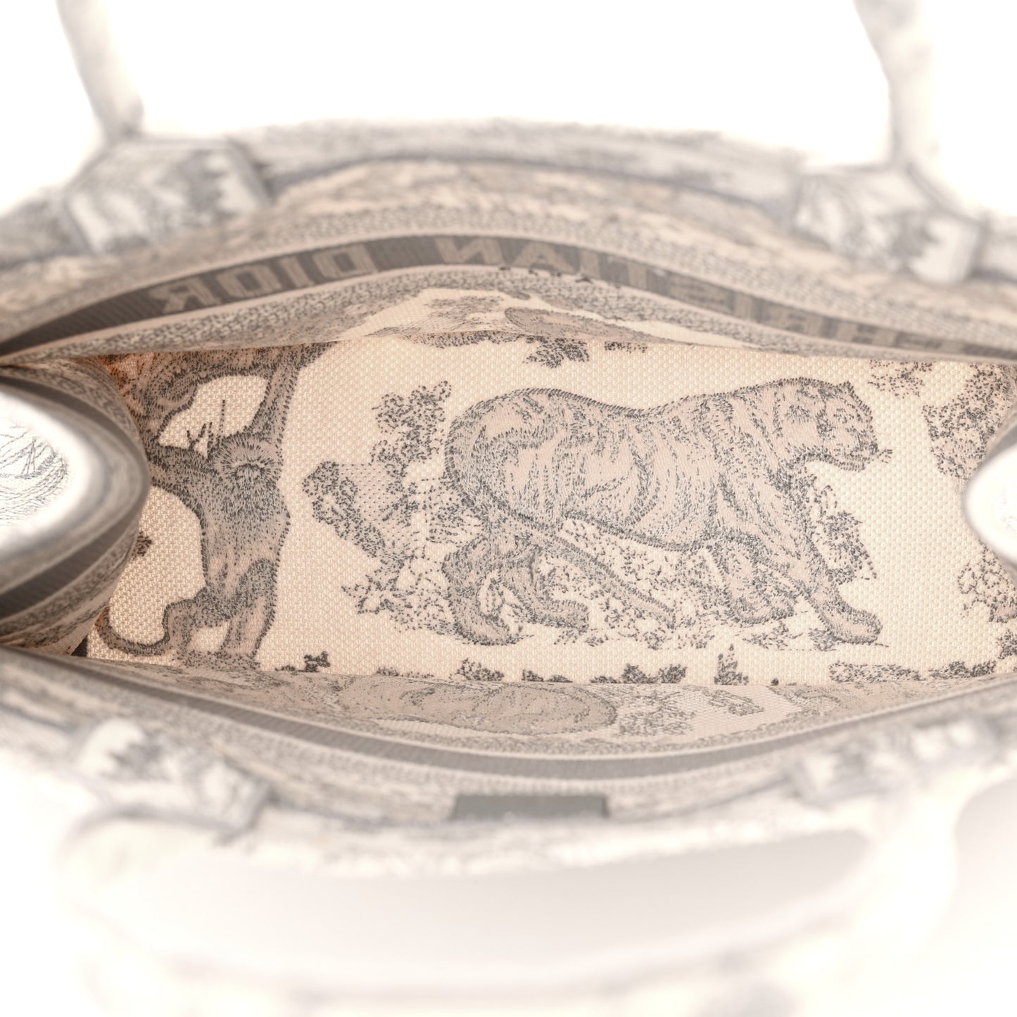 Canvas Embroidered Medium Dioriviera Toile De Jouy Book Tote Gray