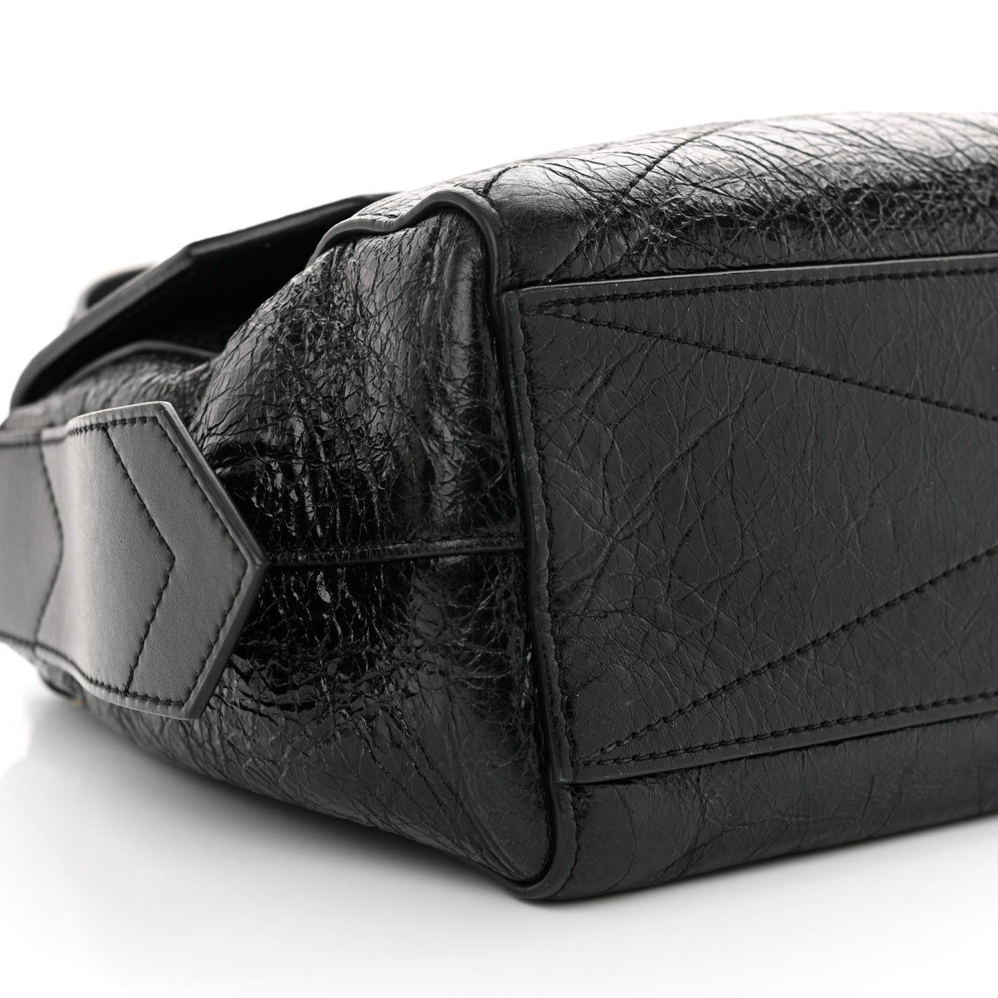 Creased Patent Calfskin Small ID Flap Black