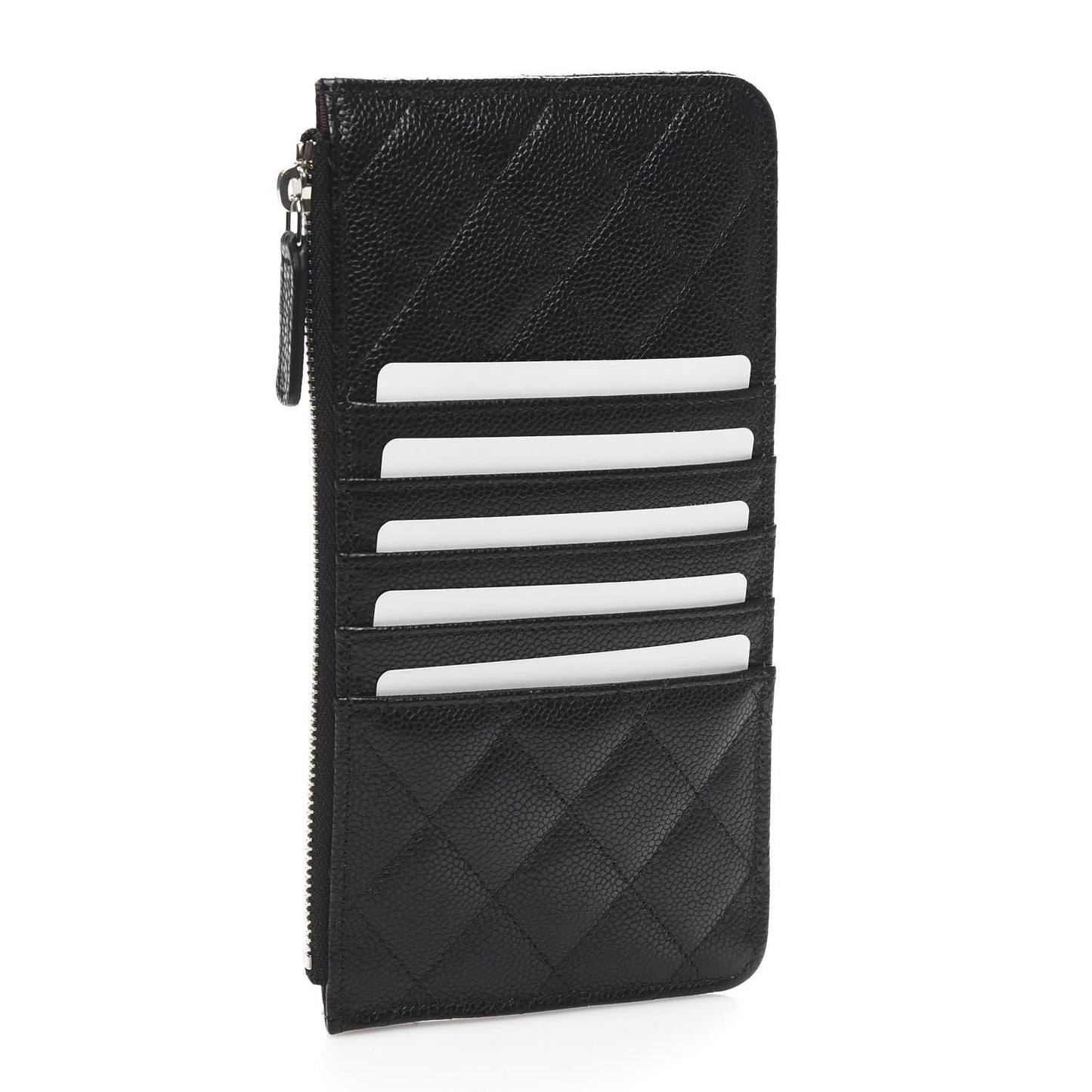 Caviar Quilted Classic Flat Wallet Pouch Black