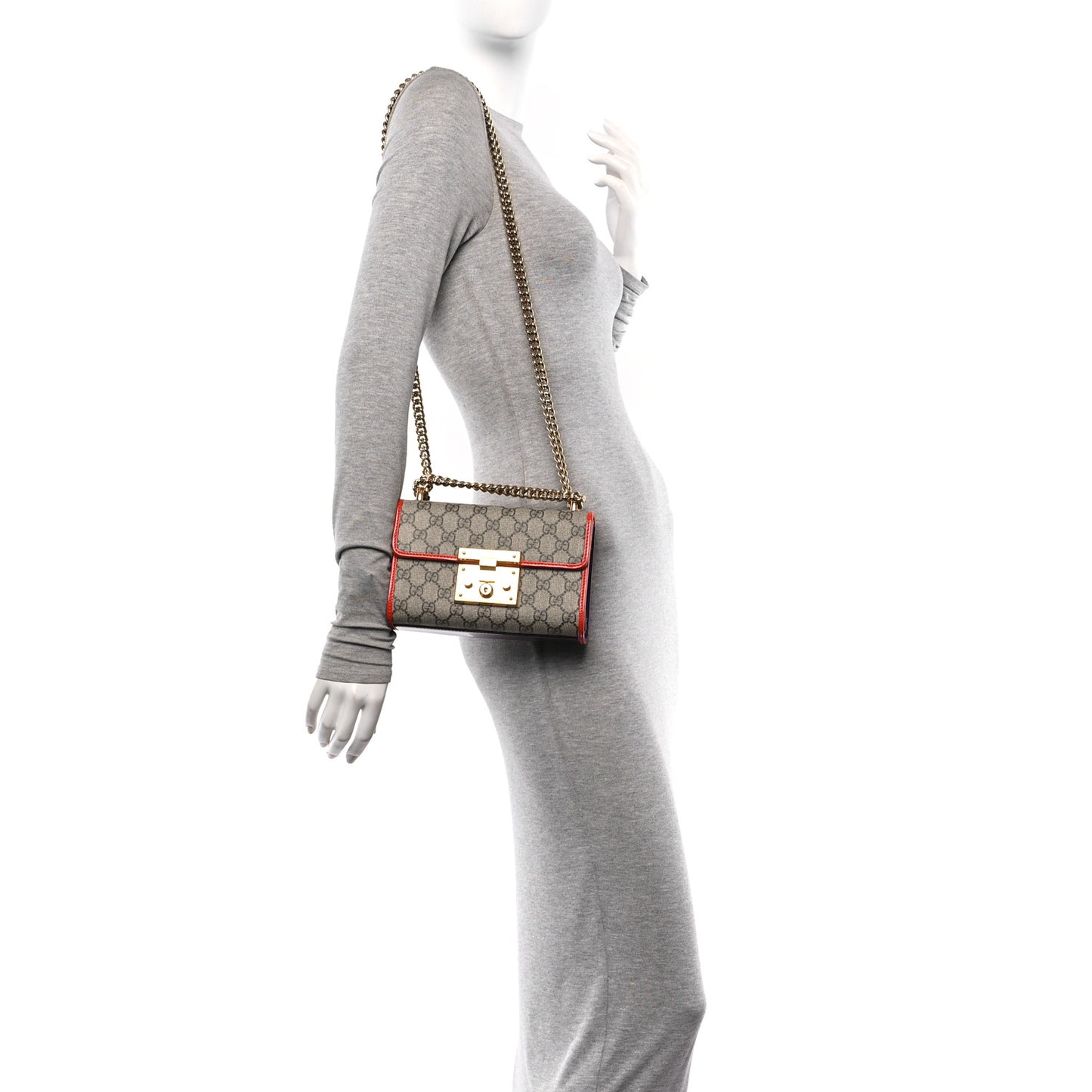 GG Supreme Monogram Patent Small Padlock Shoulder Bag Multicolor